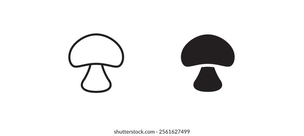 Champignon mushroom icon button, vector, sign, symbol, logo, illustration, editable stroke, flat design style isolated on white