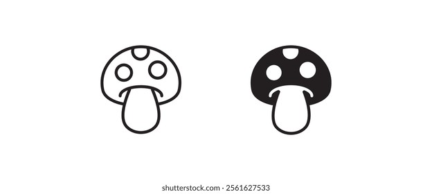 Champignon mushroom icon button, vector, sign, symbol, logo, illustration, editable stroke, flat design style isolated on white