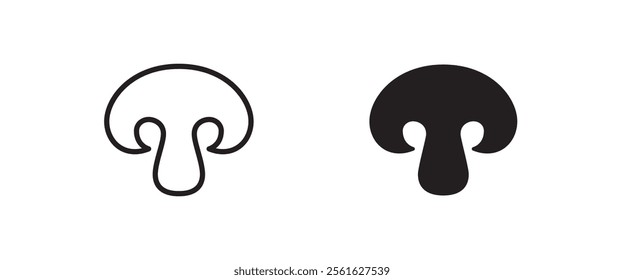 Champignon mushroom icon button, vector, sign, symbol, logo, illustration, editable stroke, flat design style isolated on white