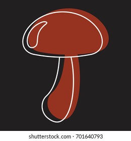 Champignon mushroom icon vector illustration for design and web isolated on black background. Mushroom vector object for labels logos and advertising