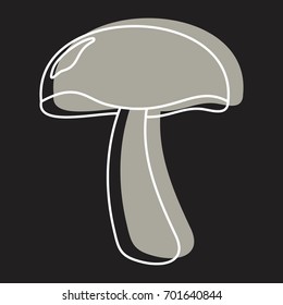 Champignon mushroom icon vector illustration for design and web isolated on black background. Mushroom vector object for labels logos and advertising