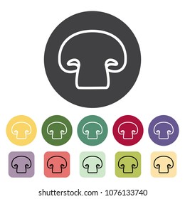 Champignon mushroom outline icons collection. Vector illustration.