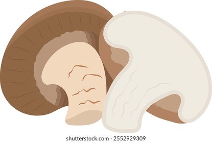 Cogumelo de Champignon com ilustração fatiada isolada sobre fundo branco