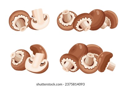 Champignon mushrooms ,Cartoon vector icon isolated on white background