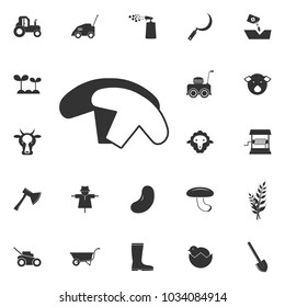 Champignon mushrooms icon. Element of farming and garden icons. Premium quality graphic design icon. Signs, outline symbols collection icon for websites, web design, mobile app on white background