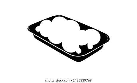 Champignon in der Verpackung, schwarze isolierte Silhouette