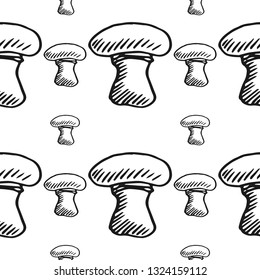 champignon seamless pattern isolated on white background
