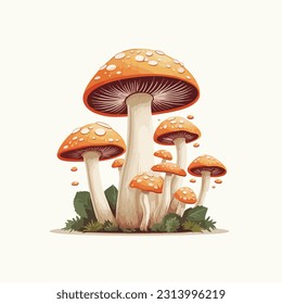 champignon vector 2d flat color white background