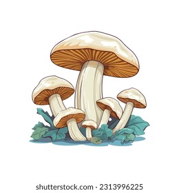 champignon vector 2d flat color white background