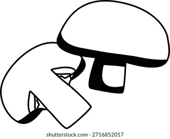 Champignon vegetable mono shadow illustration