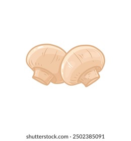 Champignons mushroom isolated on white background. Drawing champignon for menu, label, product packaging, recipe, market. Sketch food. Flat vector illustration.
