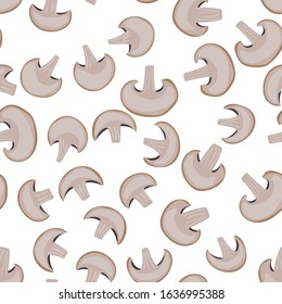Champignons seamless pattern background. Vector illustration. Vegetarian food.