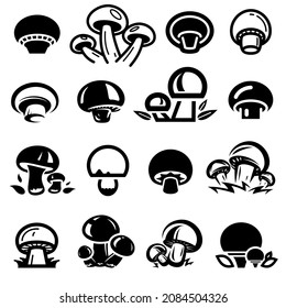 Champignons set. Collection icon champignon. Vector