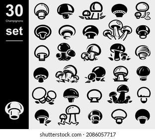 Champignons set. Collection icon champignon. Vector