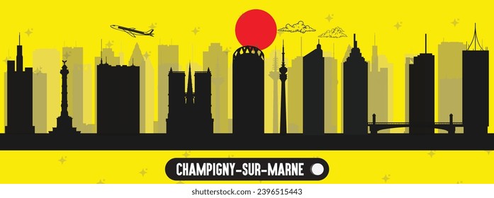  Champigny sur Marne , France beautiful skyline vector illustration