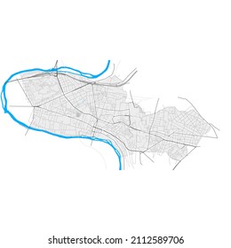 Champigny-sur-Marne, Val-de-Marne, France high resolution vector map with city boundaries and editable paths. White outlines for main roads. Many detailed paths. Blue shapes and lines for water.