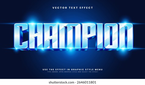 Champion 3d editable Text Effect Template Suitable for business logo and brand