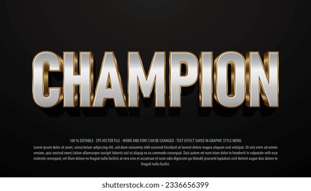 Champion 3d style editable text effect use for logo and business brand