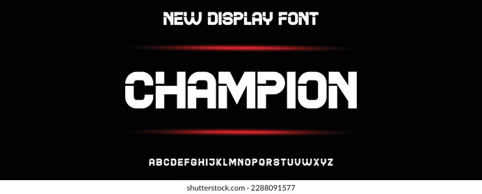 CHAMPION Resumen de tipos de letra mínimos modernos. Typografía estilo urbano para diversión, deporte, tecnología, moda, digital, fuente de futuros logotipos creativos. ilustración vectorial.