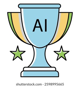 Champion Ai Victory Trophy Vector Icon Design