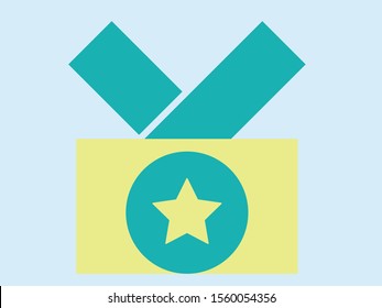 Champion Art Golden Medal with Red Ribbon l Icon Sign First Place Isolated on Background.
