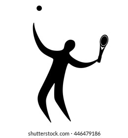 Champion athlete playing tennis. vector illustration. flat design