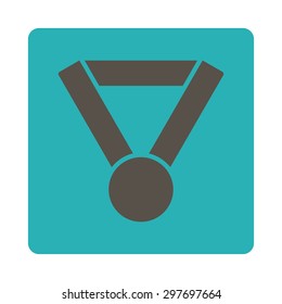 Champion award icon from Award Buttons OverColor Set. Icon style is grey and cyan colors, flat rounded square button, white background.