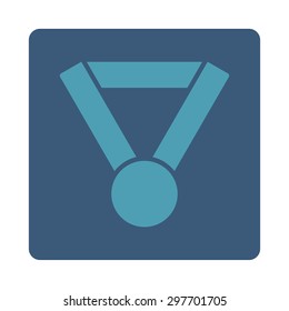Champion award icon from Award Buttons OverColor Set. Icon style is cyan and blue colors, flat rounded square button, white background.