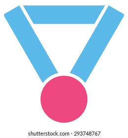 Champion award icon from Competition & Success Bicolor Icon Set. Vector style: flat bicolor symbols, pink and blue colors, rounded angles, white background.