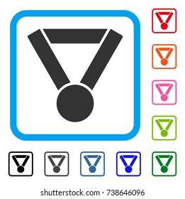 Champion Award icon. Flat gray iconic symbol in a light blue rounded rectangular frame. Black, gray, green, blue, red, orange color versions of Champion Award vector.