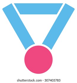 Champion award icon. Vector style is flat bicolor symbols, pink and blue colors, rounded angles, white background.