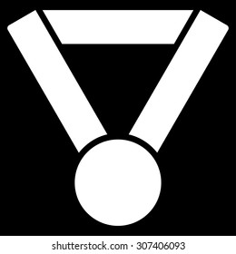 Champion award icon. Vector style is flat symbols, white color, rounded angles, black background.