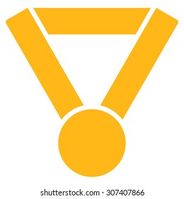 Champion award icon. Vector style is flat symbols, yellow color, rounded angles, white background.