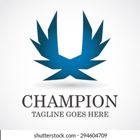 Champion award insignia logo element design vector shape icon symbol business template company
