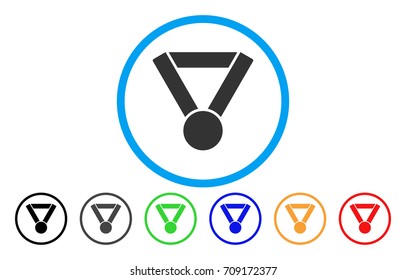 Champion Award vector rounded icon. Image style is a flat gray icon symbol inside a blue circle. Additional color variants are gray, black, blue, green, red, orange.