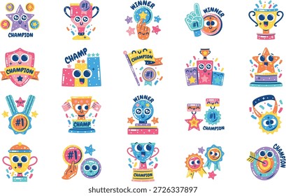Illustrationen von Meistern und Preisträgern, Vektorgrafiken. Entwurfsvorlage für Illustrationssymbole für Web Mobile UI-Element.