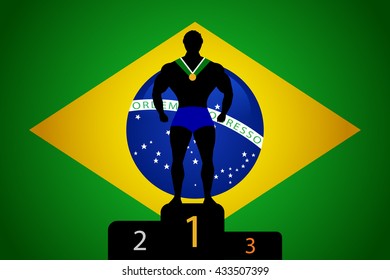 champion in background Brazilian flag