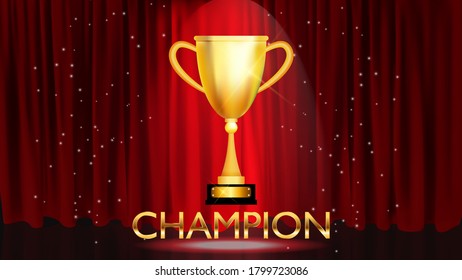 Champion Background con copa de oro de trofeo. EPS10 de ilustración vectorial
