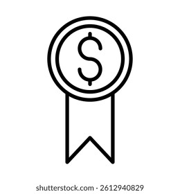 Champion Badge Vector Line Icon Design