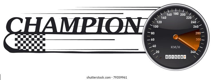 champion banner with speedometer