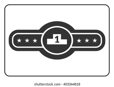Champion belt icon. Award trophy. Symbol competition, box, boxer championship concept. Black sign isolated on white background. Design element. Sport equipment. Flat graphic style. Vector illustration