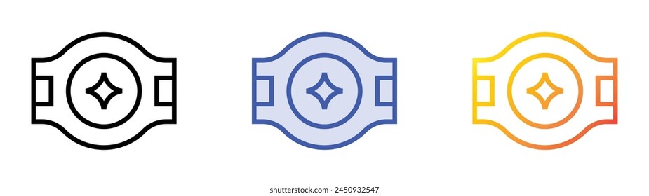 champion belt icon. Linear, Blue Fill and Gradient Style Design Isolated On White Background