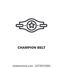 champion belt icon. Thin line champion belt icon from sport and game collection. Outline vector isolated on white background. Editable champion belt symbol can be used web and mobile