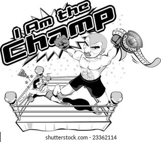 I am the champion ! black and white vector