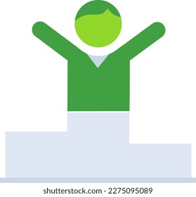 Champion business people icon with green outline style. symbol, champion, sport, trophy, sign, winner, competition. Vector Illustration