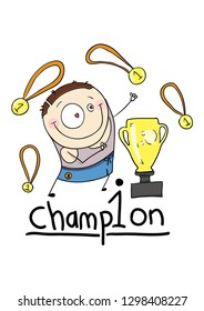 Champion Cartoon Vector Stock Vector (Royalty Free) 1298408227