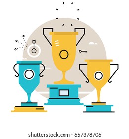 Champion of competition, reward, goblet winner, winner cup, business success, leadership concept  flat vector illustration design for mobile and web graphics