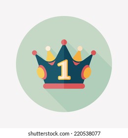champion crown flat icon with long shadow,eps10