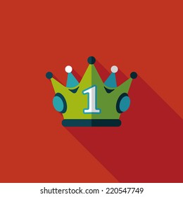 champion crown flat icon with long shadow,eps10