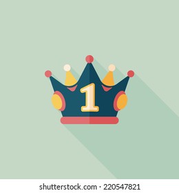 champion crown flat icon with long shadow,eps10